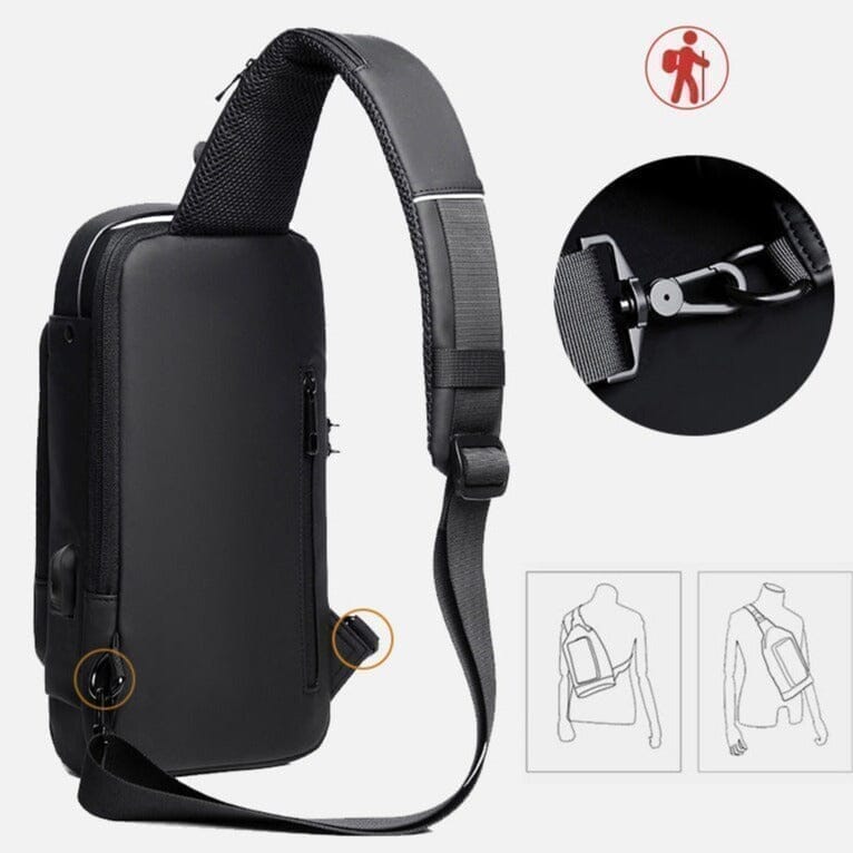 Anti-Theft Backpack with Senha USB Slim Bag 